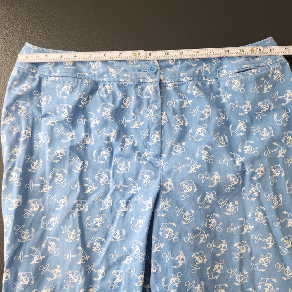 Vintage 90s Pendleton Anchor Print Pants Sz 14 Blue White Novelty Capri‎ Coastal - Picture 12 of 15